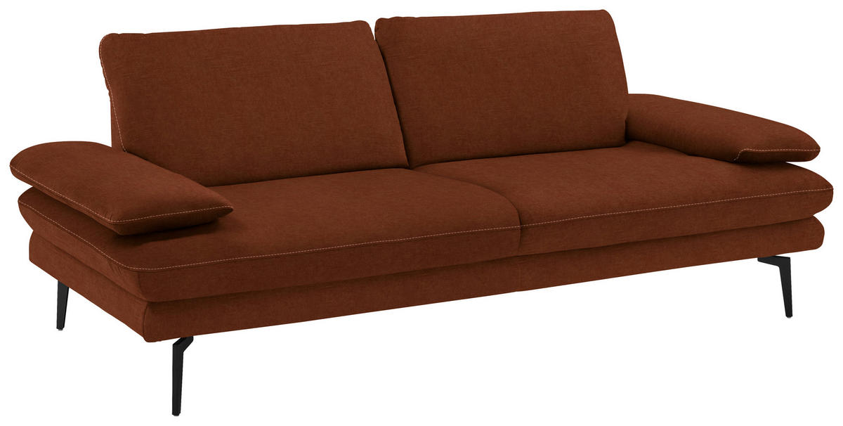 3-SITZER-SOFA Dieter Knoll in Velours Kupferfarben  - Beige/Schwarz, Design, Textil/Metall (222/89/104cm) - Dieter Knoll