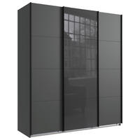 SCHWEBETÜRENSCHRANK  in Graphitfarben, Grau  - Schwarz/Graphitfarben, KONVENTIONELL, Glas/Holzwerkstoff (180/208/64cm) - Carryhome