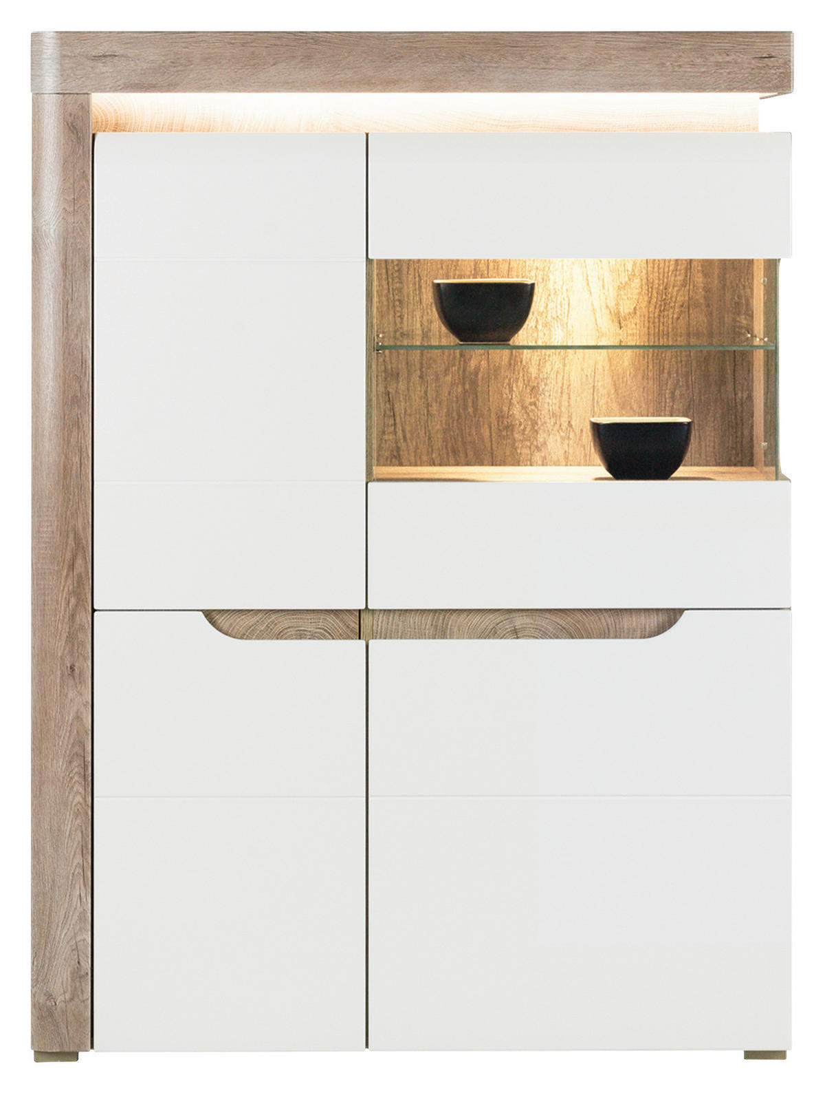 KOMODA,  - srebrne barve, Basics, steklo/les (100/134,5/39cm) - Hom`in