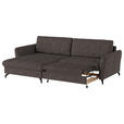 ECKSOFA in Flachgewebe, Leinenoptik Braun  - Schwarz/Braun, Design, Textil/Metall (170/242cm) - Xora