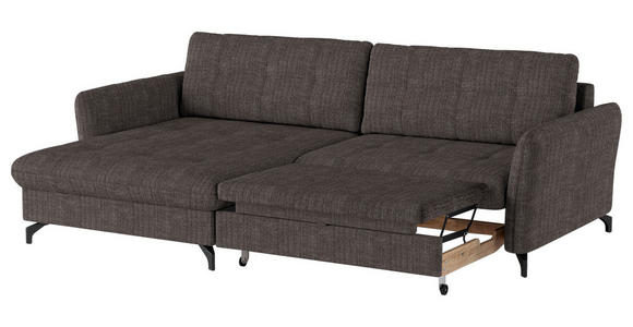 ECKSOFA in Flachgewebe, Leinenoptik Braun  - Schwarz/Braun, Design, Textil/Metall (170/242cm) - Xora