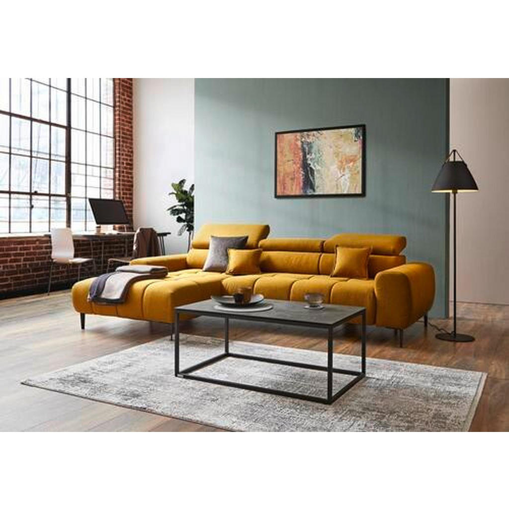 Thumbnail - Welnova Ecksofa, Currygelb, Textil, Uni, 5-Sitzer, Ottomane links, L-Form, 270x177 cm, Made in EU, Typenauswahl, Stoffau...