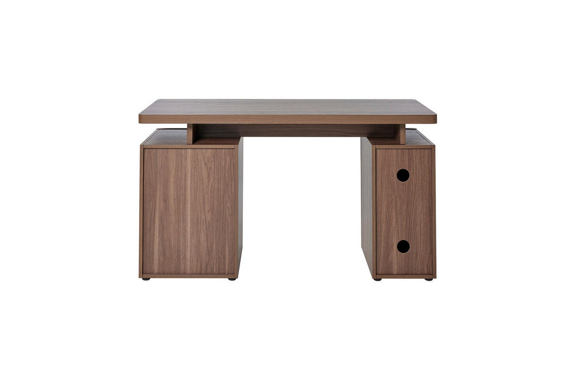 SCHREIBTISCH 135/55/76 cm Walnussfarben Kabeldurchlass, Stauraum, in verschiedenen Holz-Dekoren erhältlich  - Walnussfarben, MODERN, Holzwerkstoff (135/55/76cm) - MID.YOU