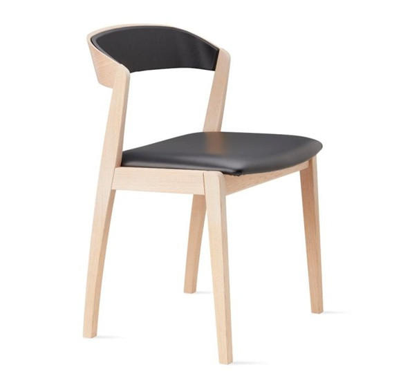 STOL  läderutbud, tygutbud  äkta läder  svart, ek Bianco  - ek Bianco/svart, Lifestyle, läder/trä (50/77/51cm) - Skovby