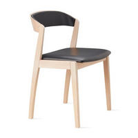 STOL  läderutbud, tygutbud  äkta läder  svart, ek Bianco  - ek Bianco/svart, Lifestyle, läder/trä (50/77/51cm) - Skovby