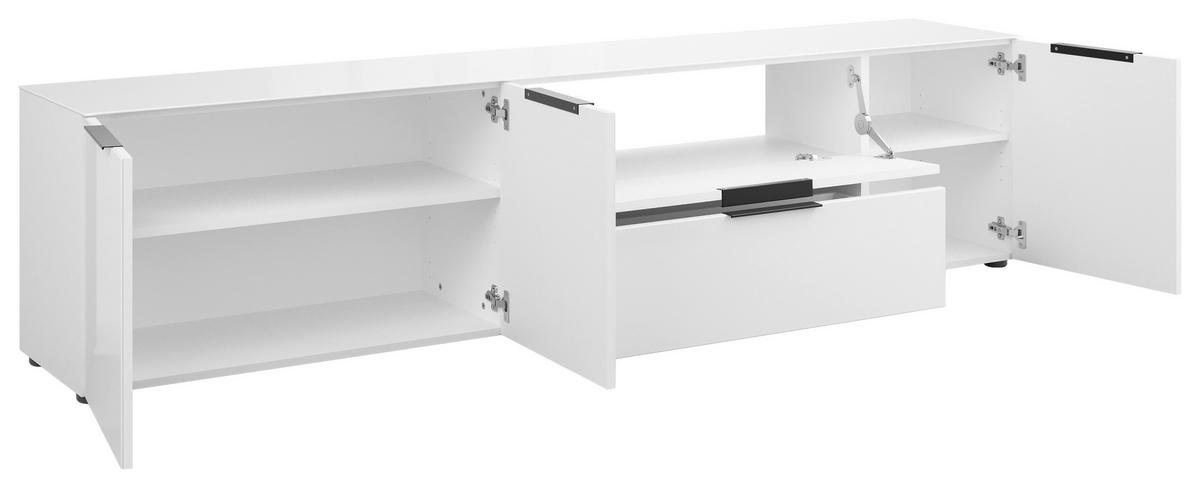LOWBOARD Style  in 225/53,9/40 cm  - Weiß Hochglanz/Schwarz, Basics, Glas/Holzwerkstoff (225/53,9/40cm)