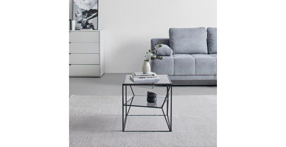 BEISTELLTISCH 40/40/45 cm Grau, Schwarz quadratisch  - Schwarz/Grau, Design, Glas/Metall (40/40/45cm) - Landscape