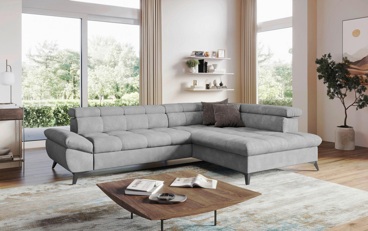 SEDACIA SÚPRAVA, textil, sivá - čierna/sivá, Basics, kov/textil (296/78/96/201cm) - Welnova