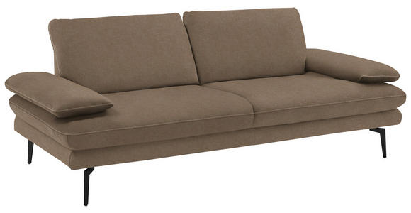 3-SITZER-SOFA in Velours Hellbraun - Hellbraun/Beige, Design, Textil/Metall (222/89/104cm) - Dieter Knoll