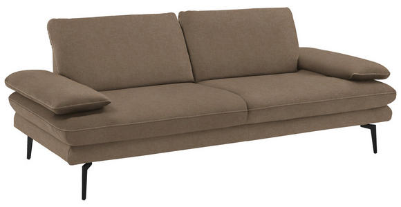 3-SITZER-SOFA in Velours Hellbraun  - Hellbraun/Beige, Design, Textil/Metall (222/89/104cm) - Dieter Knoll