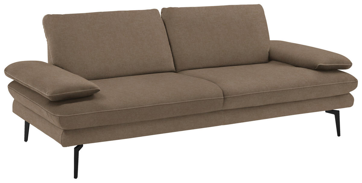 3-SITZER-SOFA Dieter Knoll in Velours Hellbraun  - Hellbraun/Beige, Design, Textil/Metall (222/89/104cm) - Dieter Knoll
