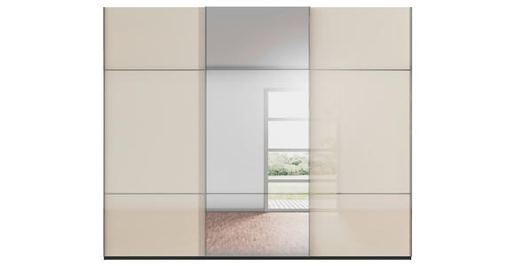 SCHWEBETÜRENSCHRANK 301/223/68 cm 3-türig Schwarz, Champagner - Chromfarben/Champagner, KONVENTIONELL, Glas/Holzwerkstoff (301/223/68cm) - Novel