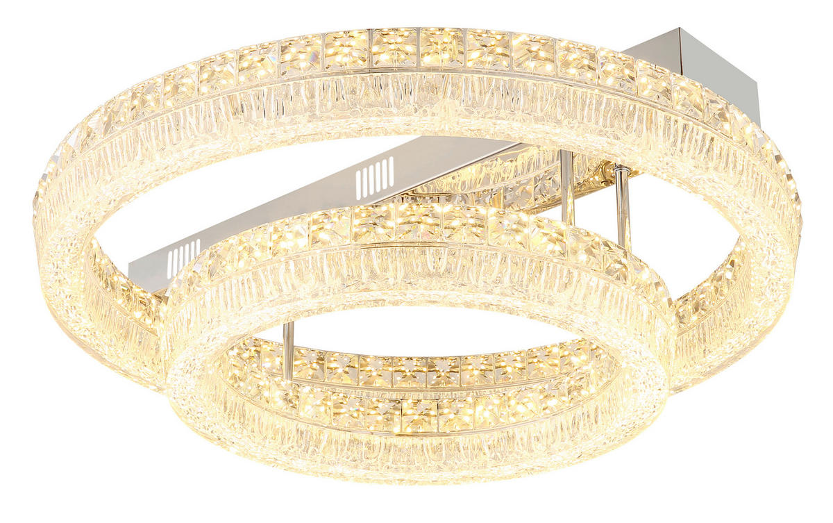 LED-DECKENLEUCHTE 60/19,5 cm   - Klar/Chromfarben, KONVENTIONELL, Glas/Kunststoff (60/19,5cm) - Globo