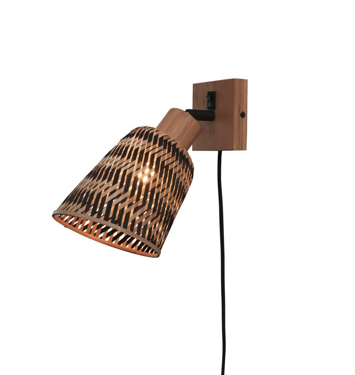 WANDLEUCHTE - Schwarz/Naturfarben, Trend (15/15/22cm) - Good & Mojo
