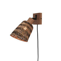 WANDLEUCHTE - Schwarz/Naturfarben, Trend (15/15/22cm) - Good & Mojo