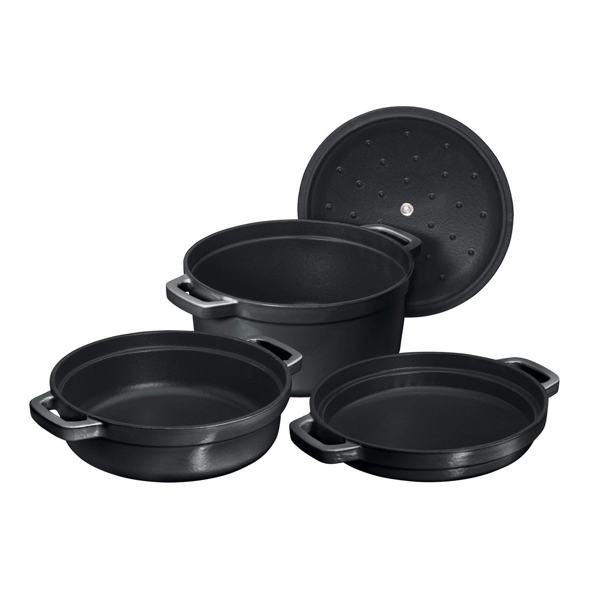 KOCHTOPFSET  - Schwarz, Basics, Metall (30.5/29,5/23cm) - CHEF CUISINE