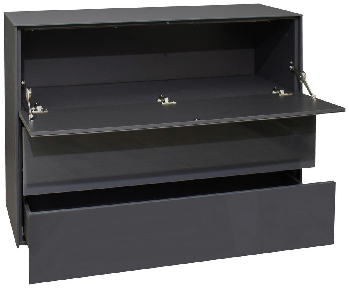 SIDEBOARD Imola  in 121/89/42 cm  - Anthrazit/Schwarz, Design, Glas/Holzwerkstoff (121/89/42cm) - Novel
