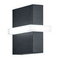 AUßENWANDLEUCHTE   - Graphitfarben, Design, Kunststoff/Metall (16/8/17cm) - Helestra
