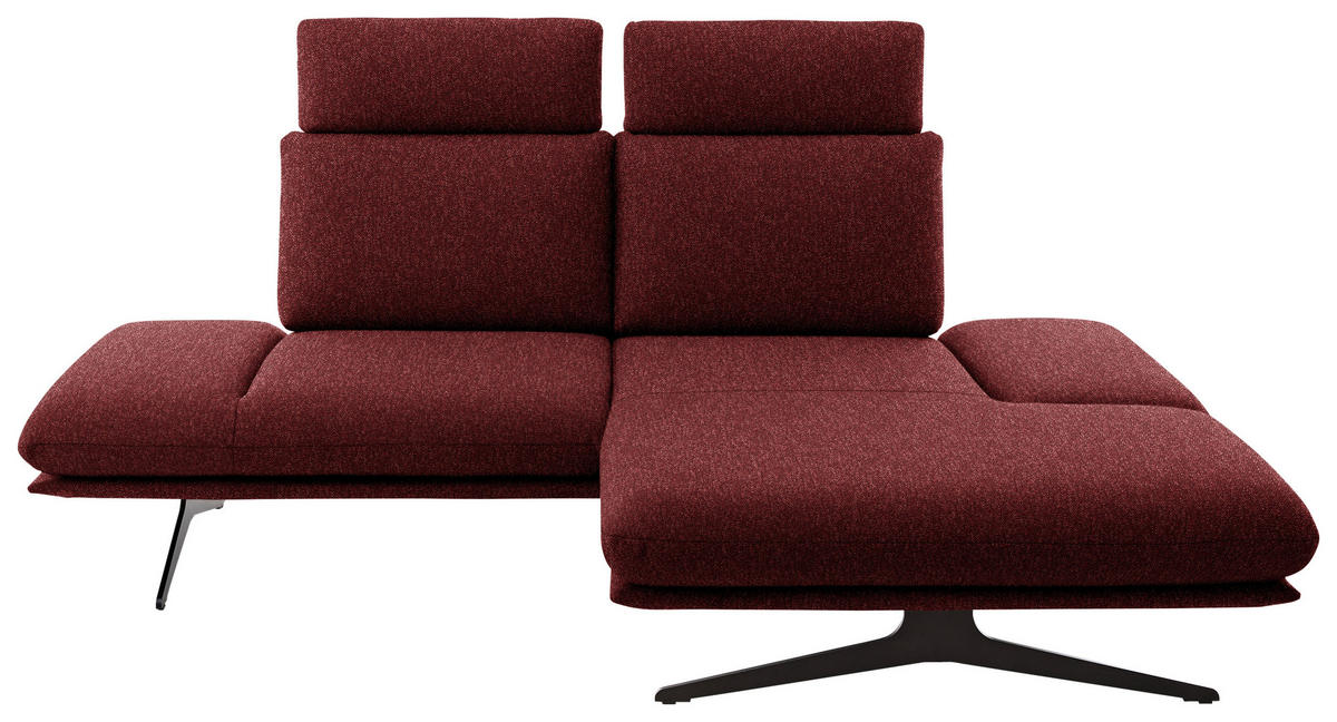 ECKSOFA  in Flachgewebe Rot  234/155 cm  - Rot/Schwarz, Design, Textil/Metall (234/155cm) - Dieter Knoll