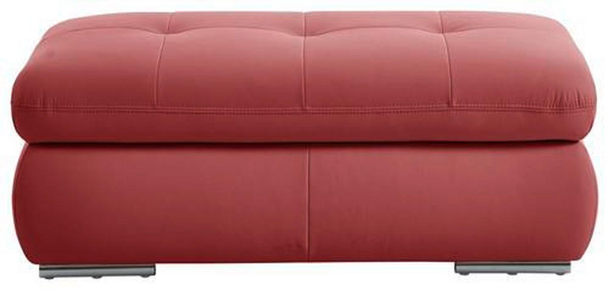 HOCKER in Leder Rot  - Edelstahlfarben/Rot, Design, Leder/Metall (129/49/64cm) - Beldomo Speed
