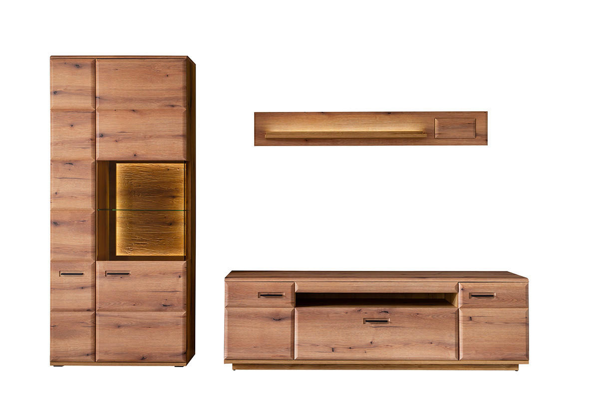 WOHNWAND  300/206/50 cm  in Eichefarben  - Eichefarben/Anthrazit, Design, Glas/Holzwerkstoff (300/206/50cm) - Livetastic
