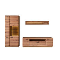 WOHNWAND 3-teilig  in Eichefarben 300/206/50 cm  - Eichefarben/Anthrazit, Design, Glas/Holzwerkstoff (300/206/50cm) - Livetastic