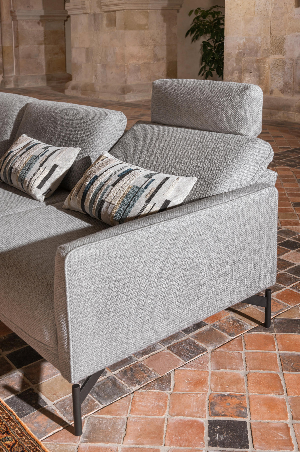 ECKSOFA Nova Blaugrau Flachgewebe  - Anthrazit/Blaugrau, Design, Textil/Metall (229/253cm) - Johann Jakob