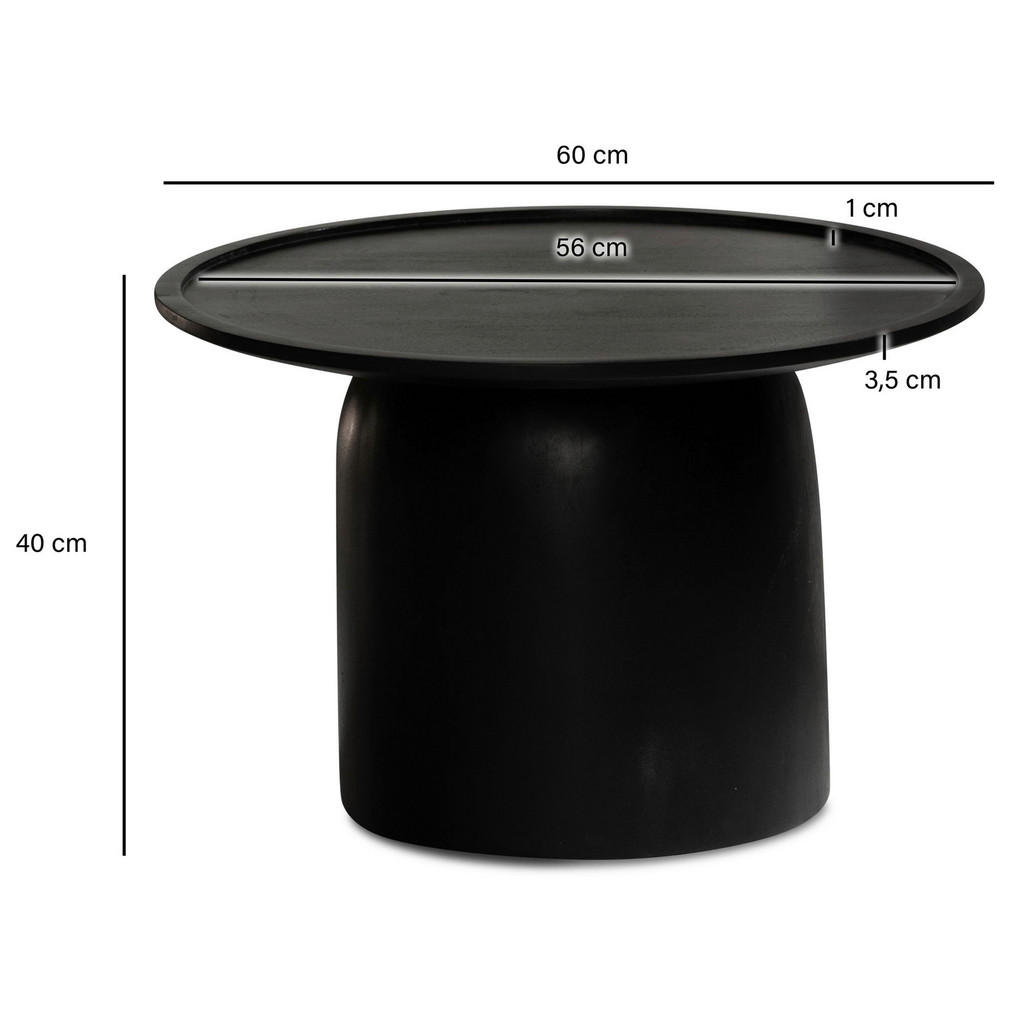 Thumbnail - Mid.you Couchtisch, Schwarz, Holz, Mangoholz, massiv, rund, Sockel, 40 cm, Wohnzimmer, Wohnzimmertische, Couchtische