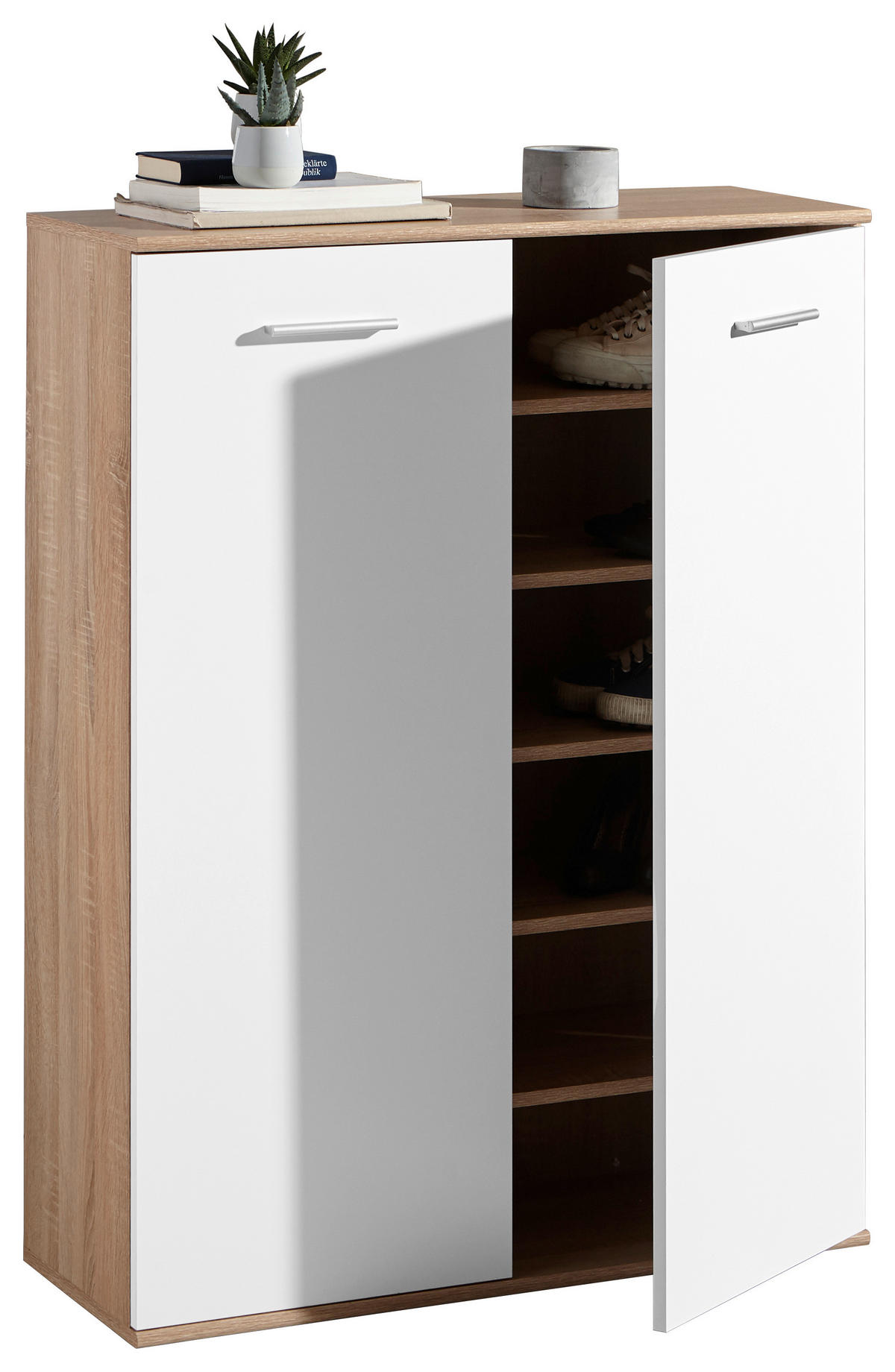 CIPELARNIK  bela, sonoma hrast  pločasti materijal     - sonoma hrast/bela, Dizajnerski, pločasti materijal/plastika (90/118/36cm) - Carryhome