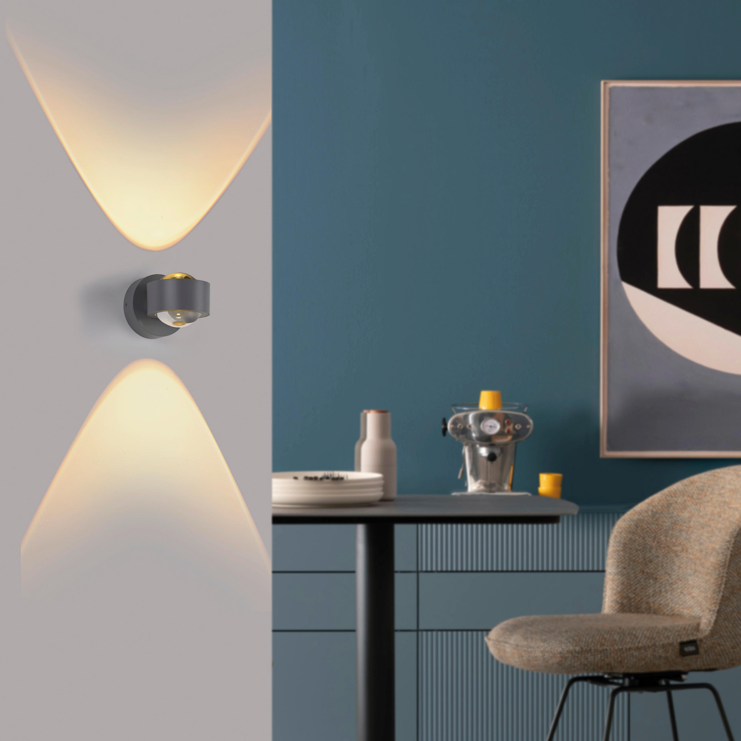 LED-WANDLEUCHTE SW CHIA 12,4/9/9 cm   - Silberfarben, Design, Kunststoff/Metall (12,4/9/9cm) - Schöner Wohnen