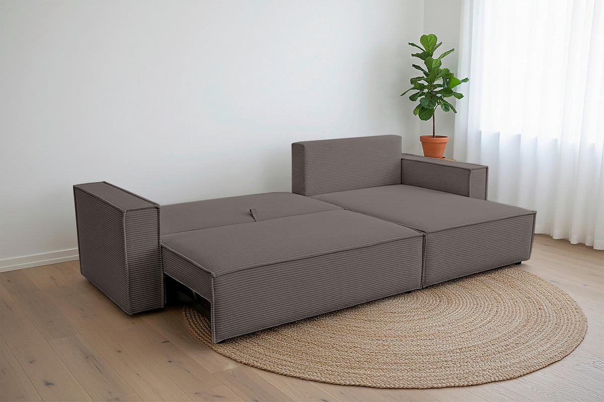 ECKSOFA inkl. Funktionen Anthrazit Cord  - Anthrazit/Schwarz, Design, Textil (267/141cm) - Xora