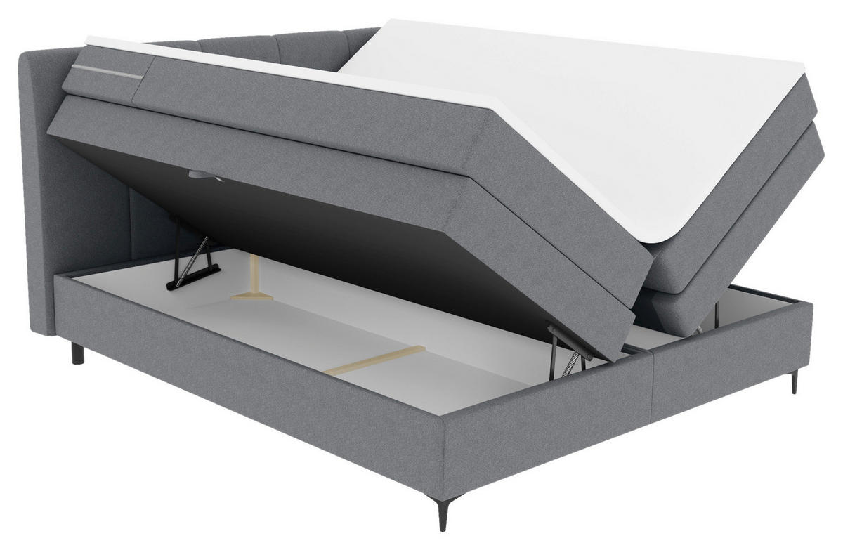 BOXSPRINGBETT 180/200 cm  in Grau  - Schwarz/Grau, KONVENTIONELL, Textil/Metall (180/200cm) - Boxxx