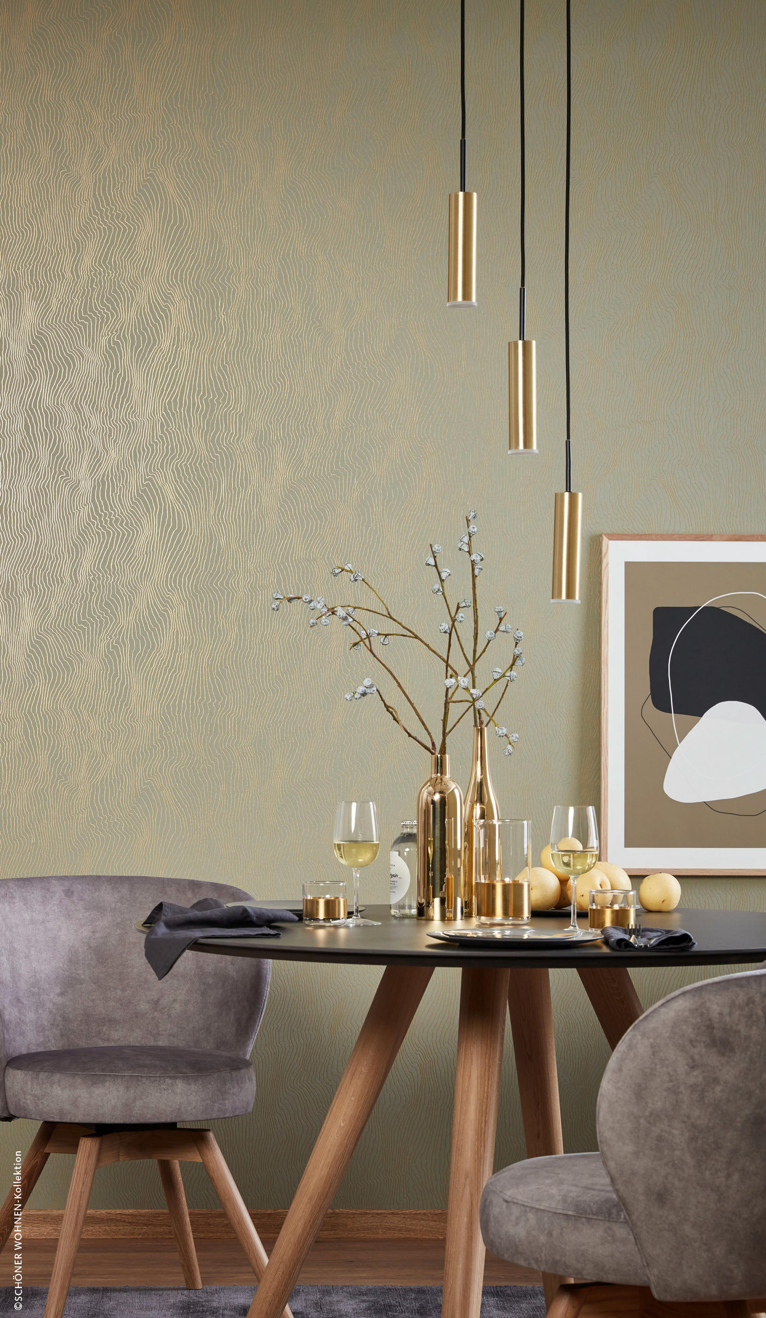 LED-HÄNGELEUCHTE Stina 860468 - Goldfarben, Design, Metall (10/250cm) - Schöner Wohnen