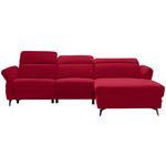 ECKSOFA in Echtleder Rot  - Rot/Schwarz, Natur, Leder/Metall (285/199cm) - Valnatura