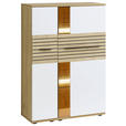 HIGHBOARD 90/131/40 cm  - Eichefarben/Schwarz, KONVENTIONELL, Glas/Holzwerkstoff (90/131/40cm) - Venda