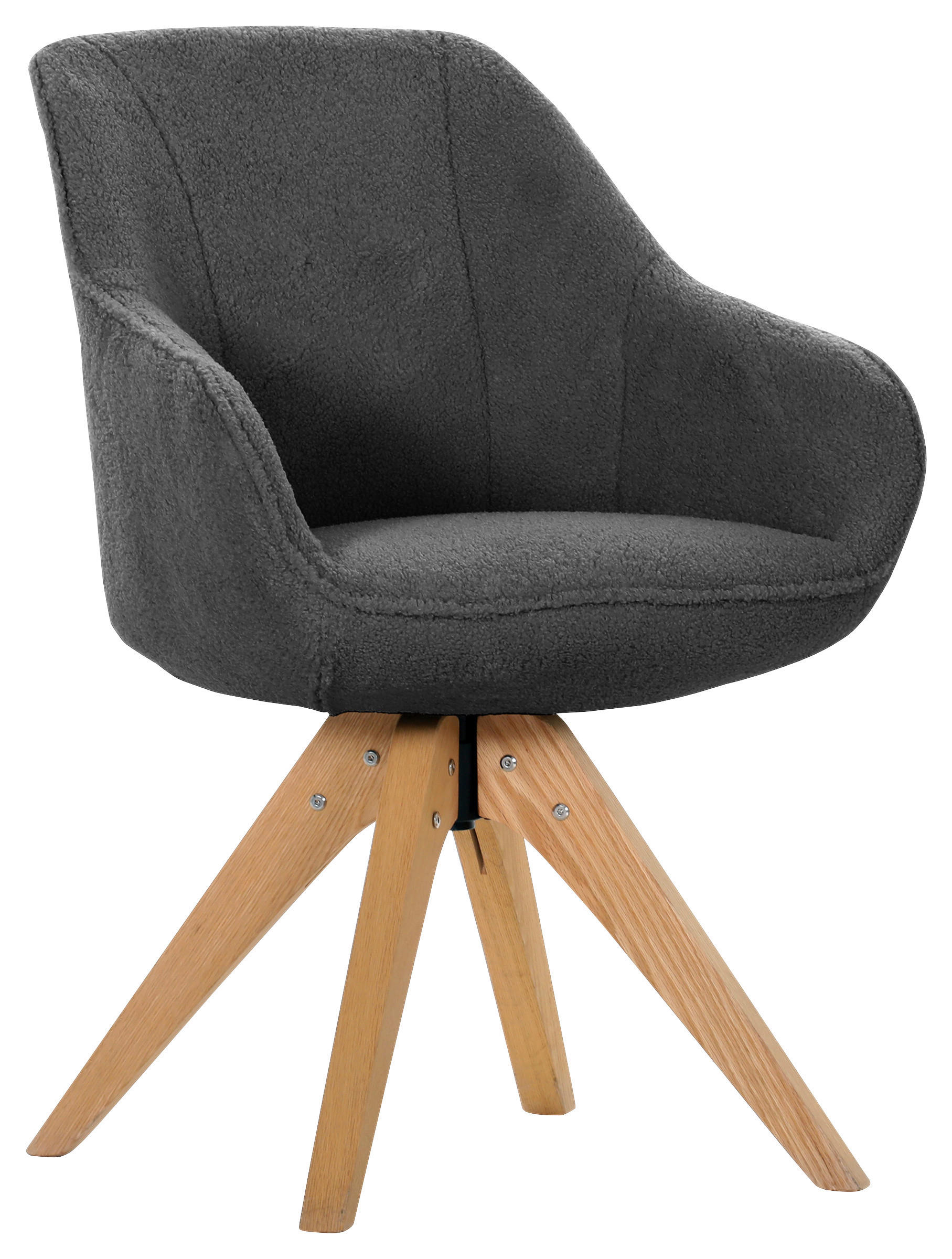 ARMLEHNSTUHL  Stoffauswahl, Typenauswahl, Sitzfläche 360° drehbar Teddystoff, Bouclé  Anthrazit, Eichefarben  - Eichefarben/Anthrazit, Design, Holz/Textil (60/83/65cm) - Landscape
