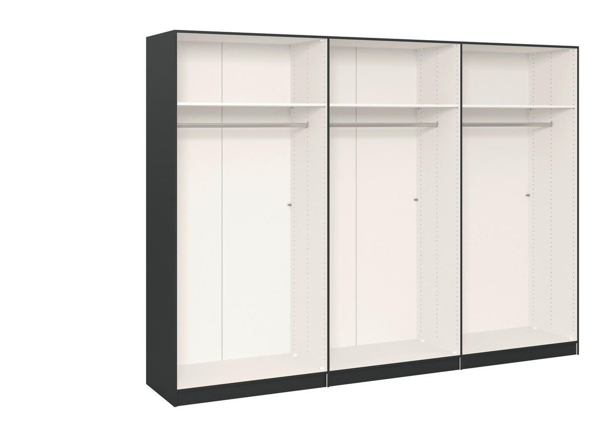 DREHTÜRENSCHRANK in Anthrazit, Schwarz  - Edelstahlfarben/Anthrazit, Design, Glas/Holzwerkstoff (303/236/59cm) - Carryhome
