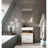 BADEZIMMER 2-teilig  in 60 cm  - Weiß Hochglanz/Silberfarben, MODERN, Glas/Holzwerkstoff (60cm) - MID.YOU