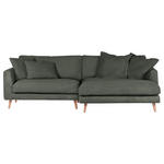 ECKSOFA in Cord Dunkelgrün  270/140 cm  - Dunkelgrün/Naturfarben, ROMANTIK / LANDHAUS, Holz/Textil (270/140cm) - Landscape