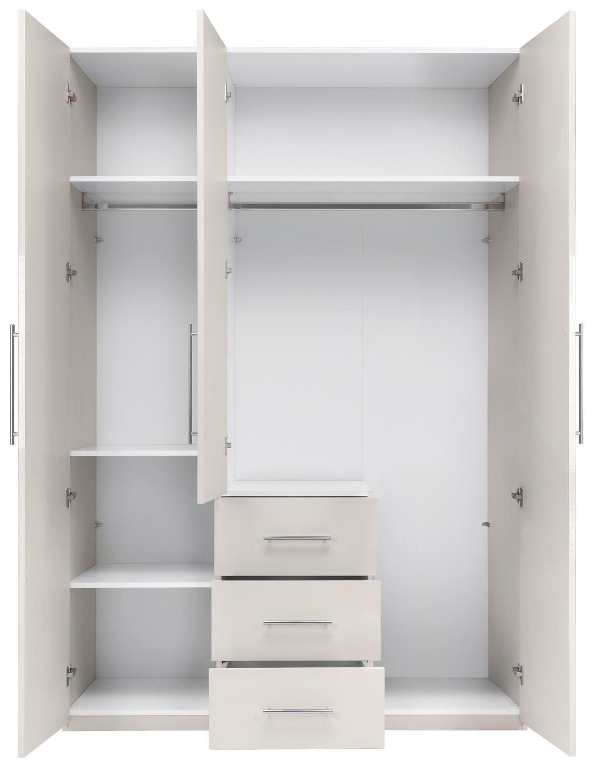 KLEIDERSCHRANK 147/219/59 cm,  in Kaschmir, 3-türig  - Kaschmir/Alufarben, KONVENTIONELL, Holzwerkstoff/Metall (147/219/59cm) - Carryhome