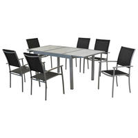 GARTENSET 7-teilig  - Silberfarben/Schwarz, MODERN, Textil/Metall - Gardenson