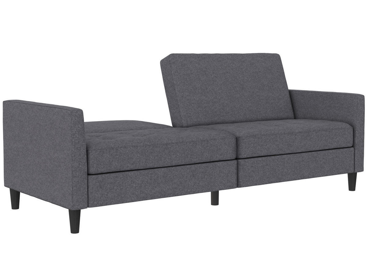 SCHLAFSOFA Webstoff, Leinenoptik Grau  - Schwarz/Grau, Basics, Kunststoff/Textil (207/86/86cm) - Livetastic