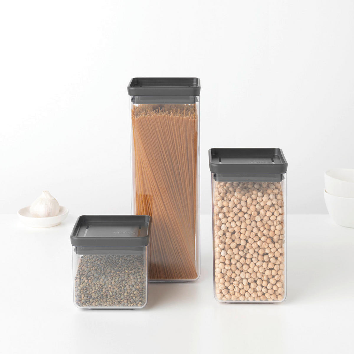VORRATSDOSE 0,7 l  - Dunkelgrau/Transparent, Design, Kunststoff (11/10.5/11cm) - Brabantia