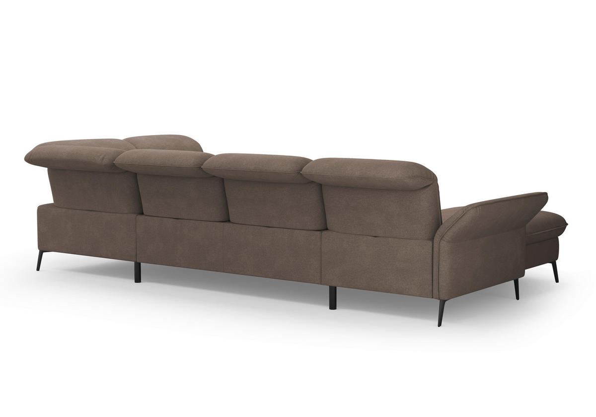 WOHNLANDSCHAFT in Flachgewebe Schlammfarben  - Schlammfarben/Schwarz, Konventionell, Textil/Metall (198/359/231cm) - Sit & More