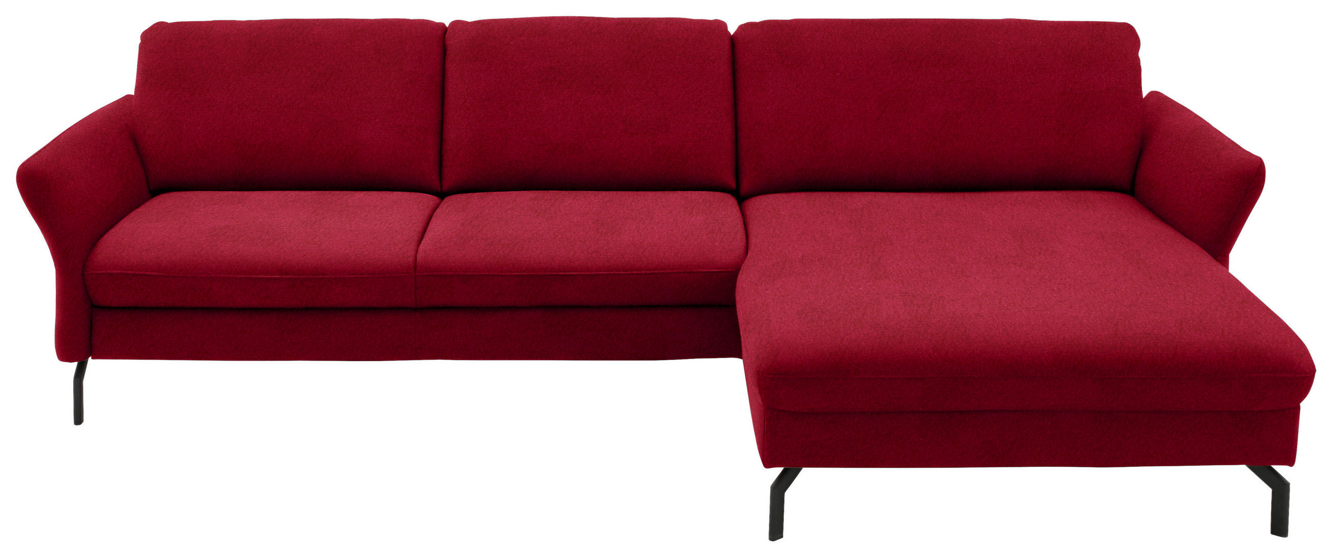 ECKSOFA in Velours Rot  - Rot/Schwarz, Design, Textil/Metall (306/179cm) - Beldomo System