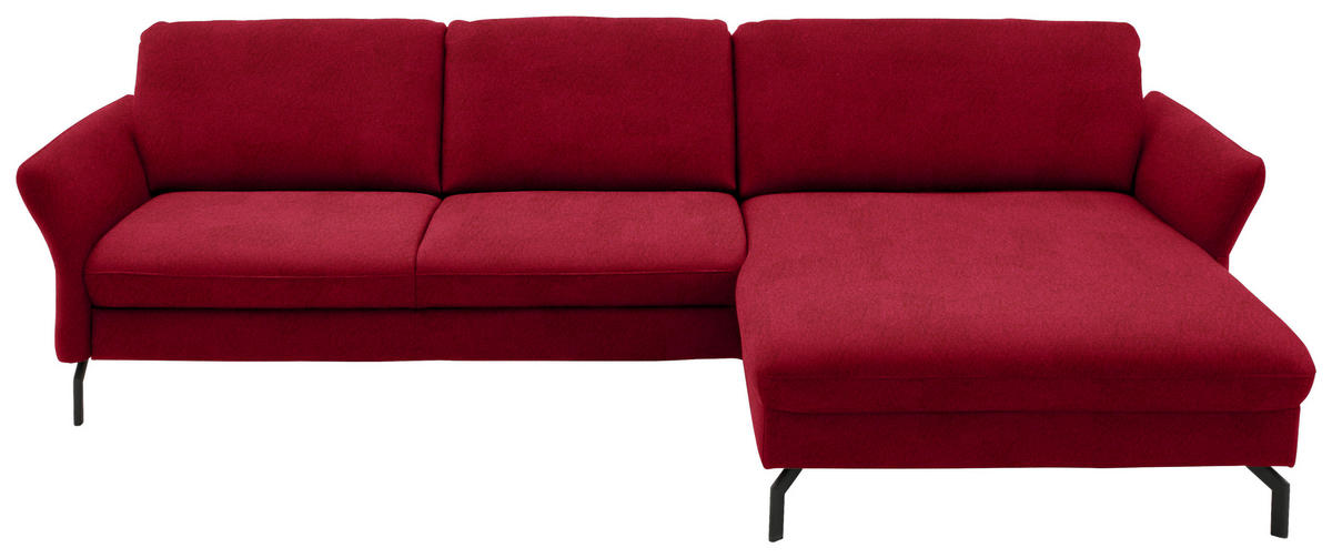 ECKSOFA in Velours Rot  - Rot/Schwarz, Design, Textil/Metall (306/179cm) - Beldomo System