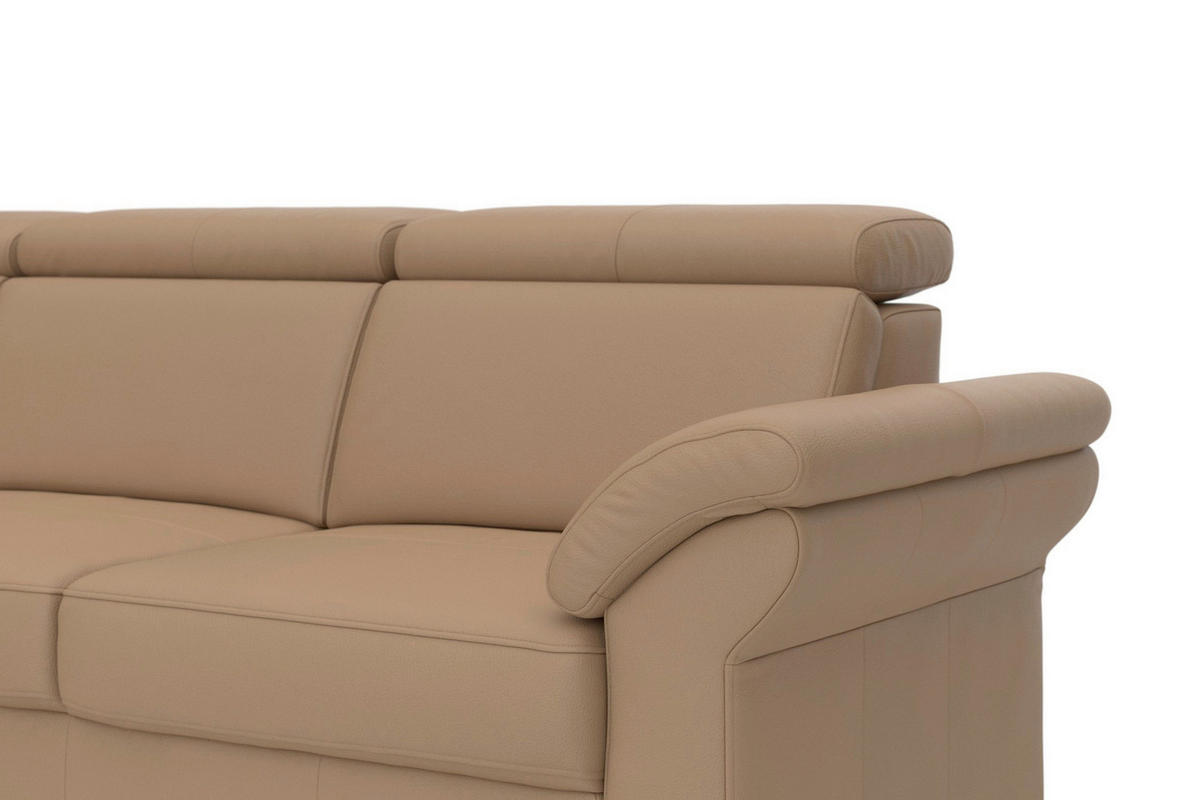 ECKSOFA 194/245 cm ARNGAST E in Echtleder Cappuccino Kopfteilverstellung  194/245 cm  - Chromfarben/Cappuccino, Basics, Leder/Textil (194/245cm) - Sit & More