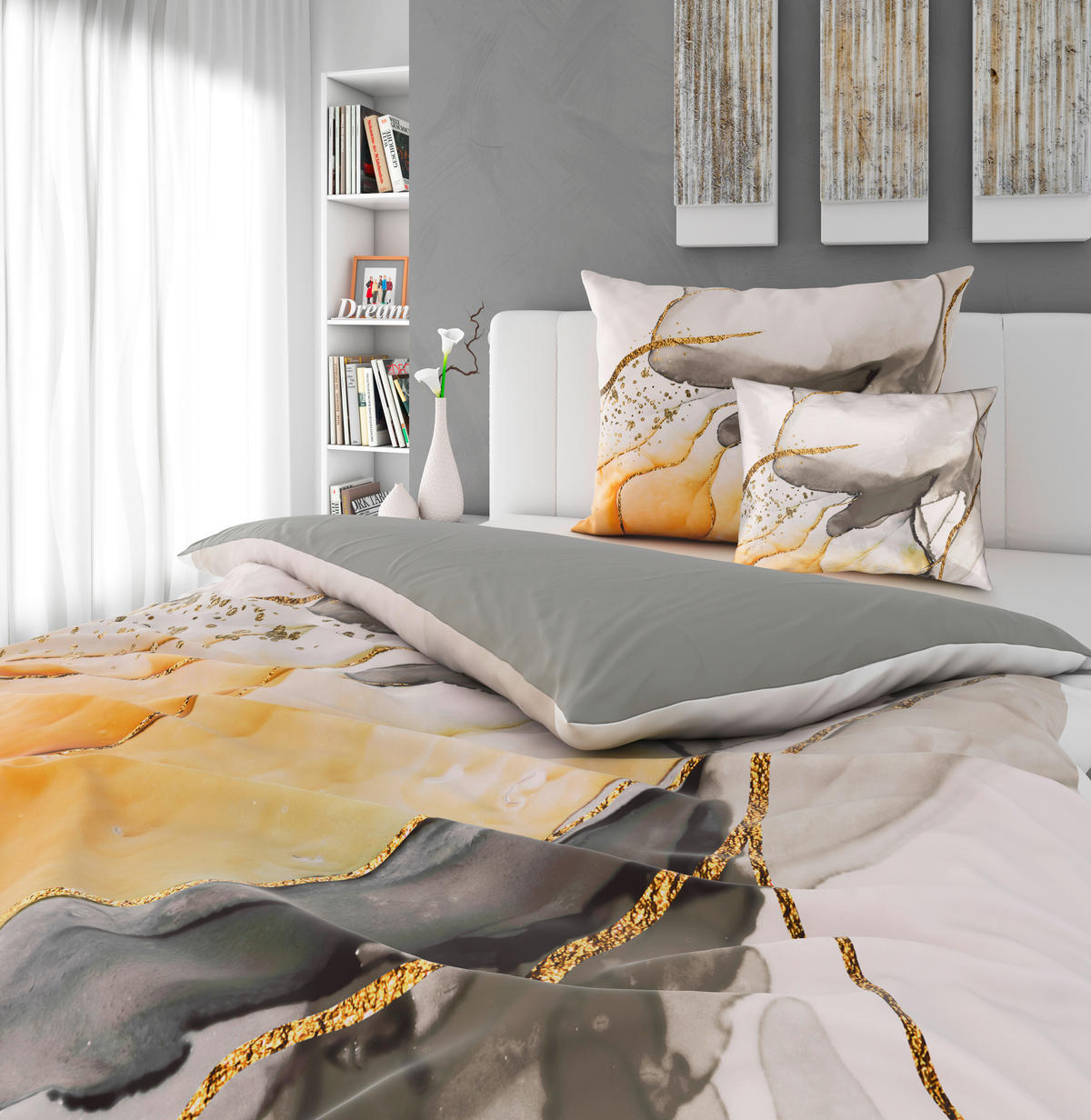 KÉTOLDALAS ÁGYNEMŰHUZAT 140/200 cm  - arany, Design, textil (140/200cm) - Novel
