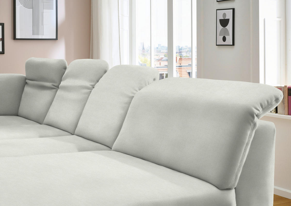 WOHNLANDSCHAFT  in Chenille Naturfarben  - Schwarz/Naturfarben, Design, Textil/Metall (255/369/198cm) - Beldomo Style