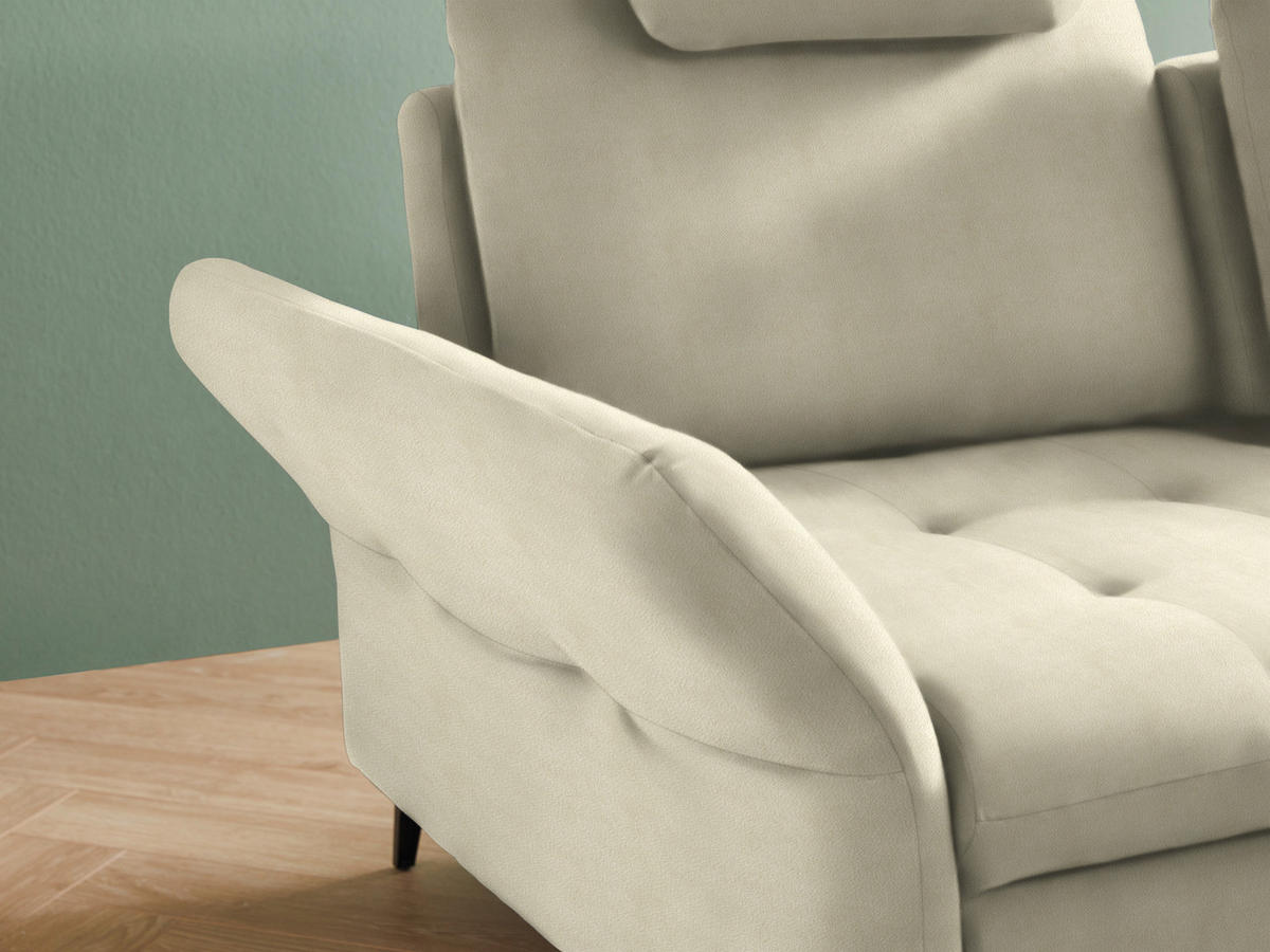 ECKSOFA in Flachgewebe Creme  - Creme/Schwarz, Natur, Textil/Metall (288/233cm) - Valnatura
